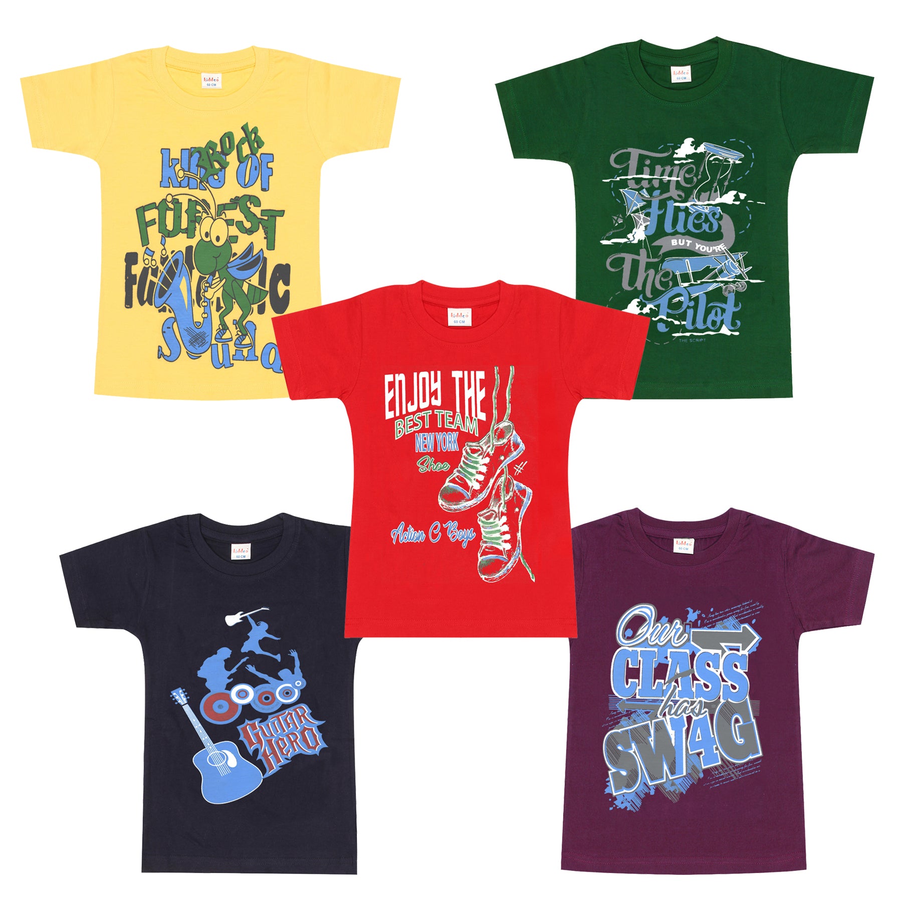 Kiddeo Boys Halfsleeve T-Shirts (Pack of 5) – kiddeo.in